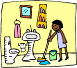 woman cleaning the bathroom